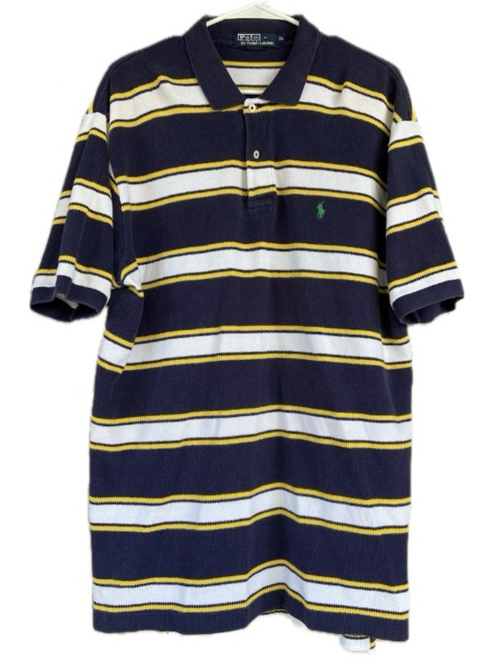Vintage 90s Cotton Polo Ralph Lauren Striped Polo Shirt XL Retro Golf Sportswear